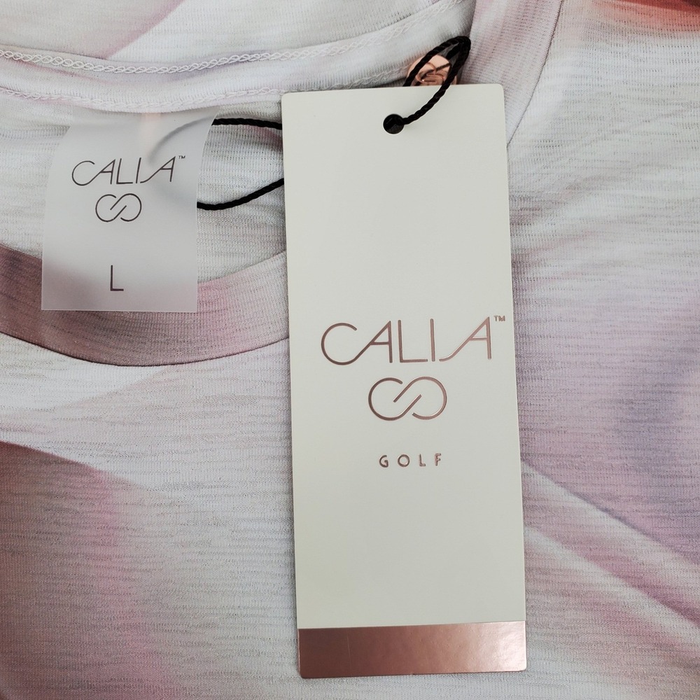 Calia Womens Large Tissue Texture Long Sleeve Crew Dunes Coral Moisture Wicking - Picture 6 of 8